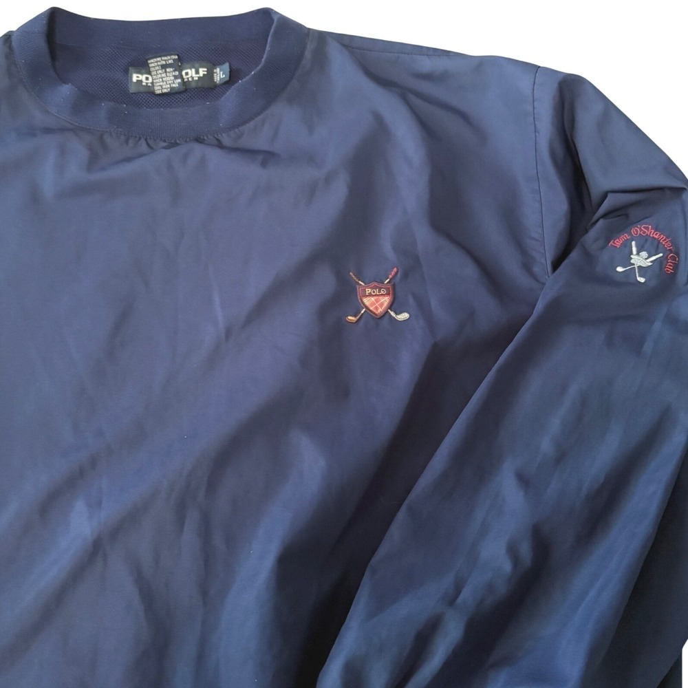 Polo Golf Ralph Lauren Windshirt L Crest Logo Blue Pullover Tam O'Shanter Club